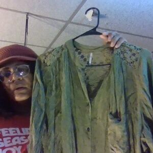 FP USed green LS top Size LArge